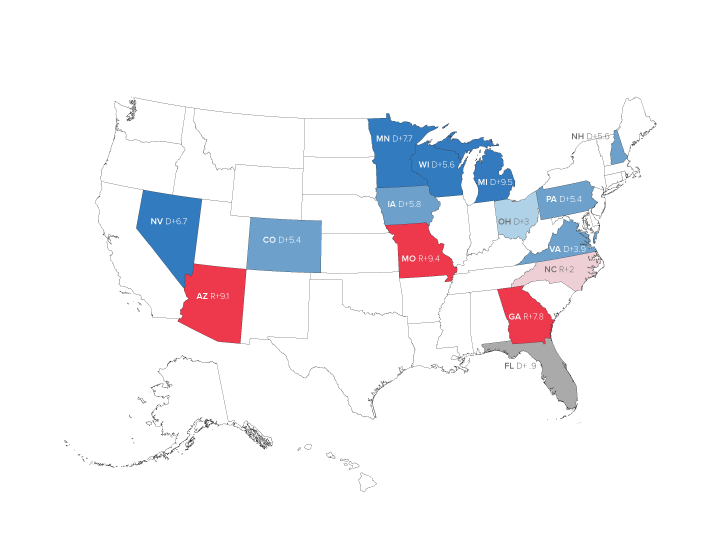 Swing States Map 2020 Changing Battleground States | Cook Political Report