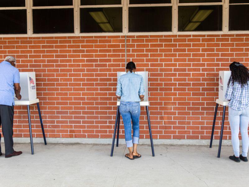 Voters at the ballot box.