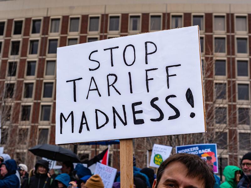 Anti-tariff protest sign