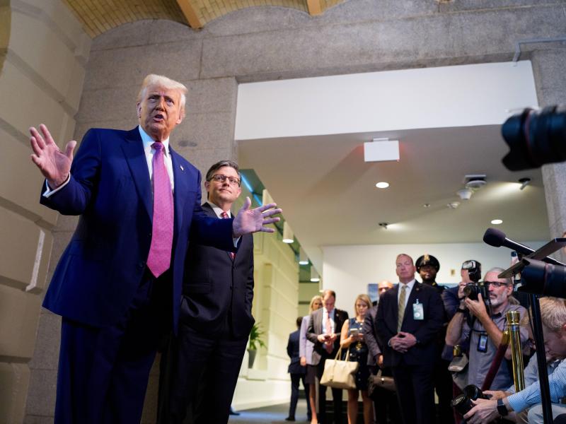 President Donald Trump and House Speaker Mike Johnson
