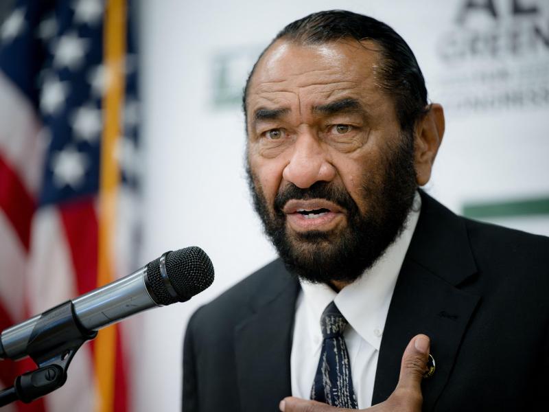 Rep. Al Green of Texas speaks at a podium